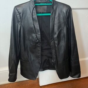 Giorgio Armani Black Leather Blazer Size 44